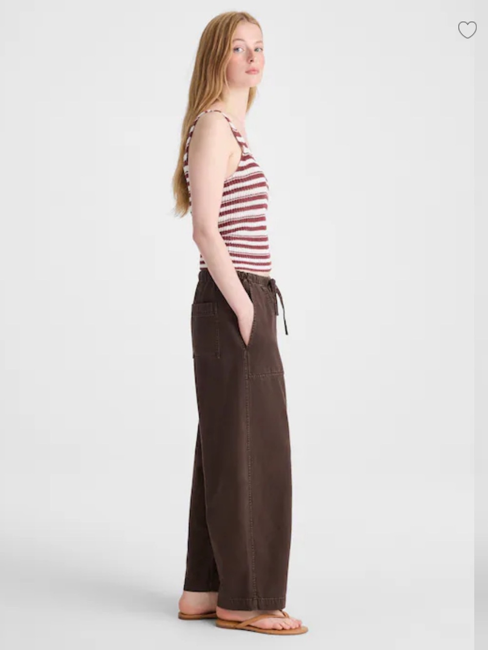 Madewell  Pull-On Barrel-Leg Utility Pants in Airy Denim — Brown - Picture 3 of 10